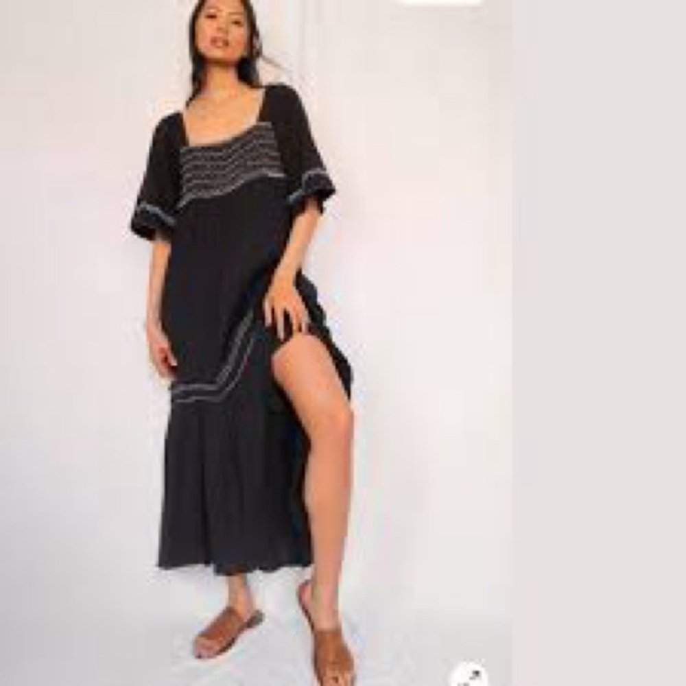 Free People I'm The One Midi Dress in Black with cream
Accents - Size XS
